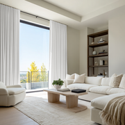 Off-White Velvet Thermal Curtains with Multitape