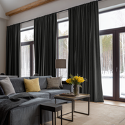 Steel Black Velvet Thermal Curtains with Multitape