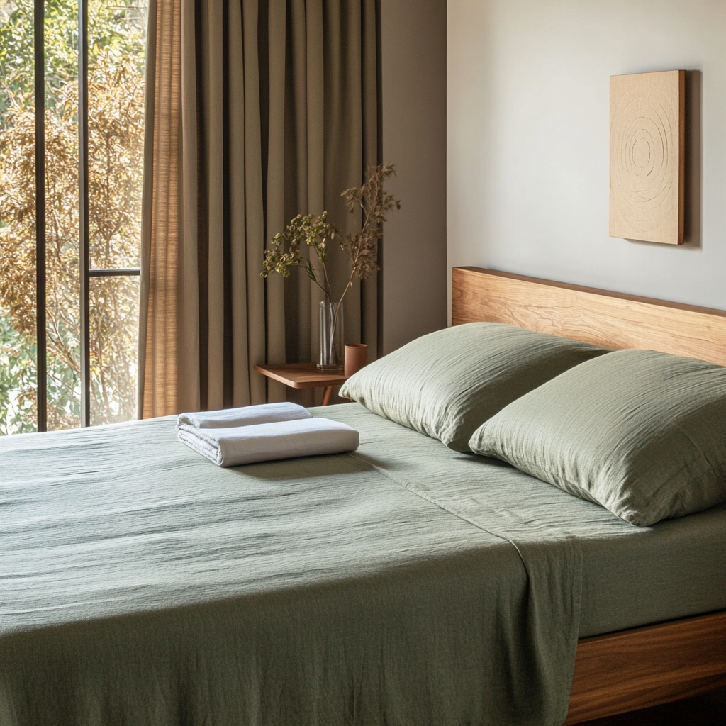 Asparagus Green Linen Extra Deep Fitted Sheet Set