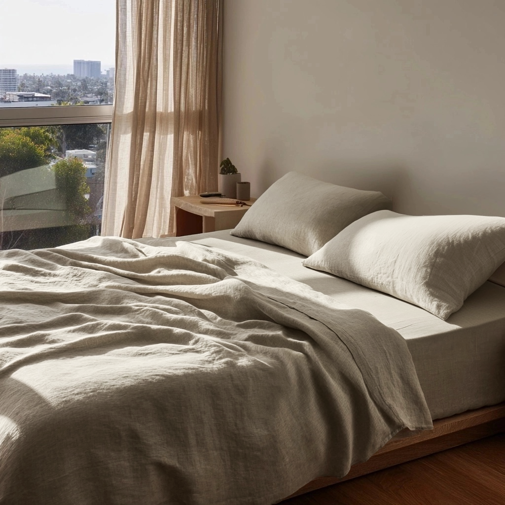 Natural Washed Linen Extra Deep Fitted Sheet Set