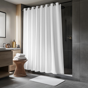 White Hookless Linen Shower Curtain