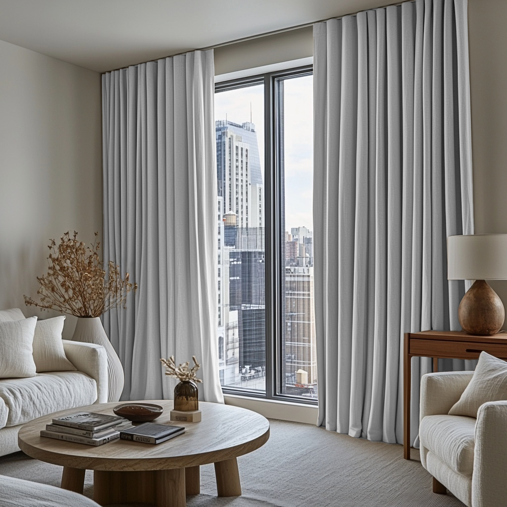 White Linen Thermal S-Fold Curtains