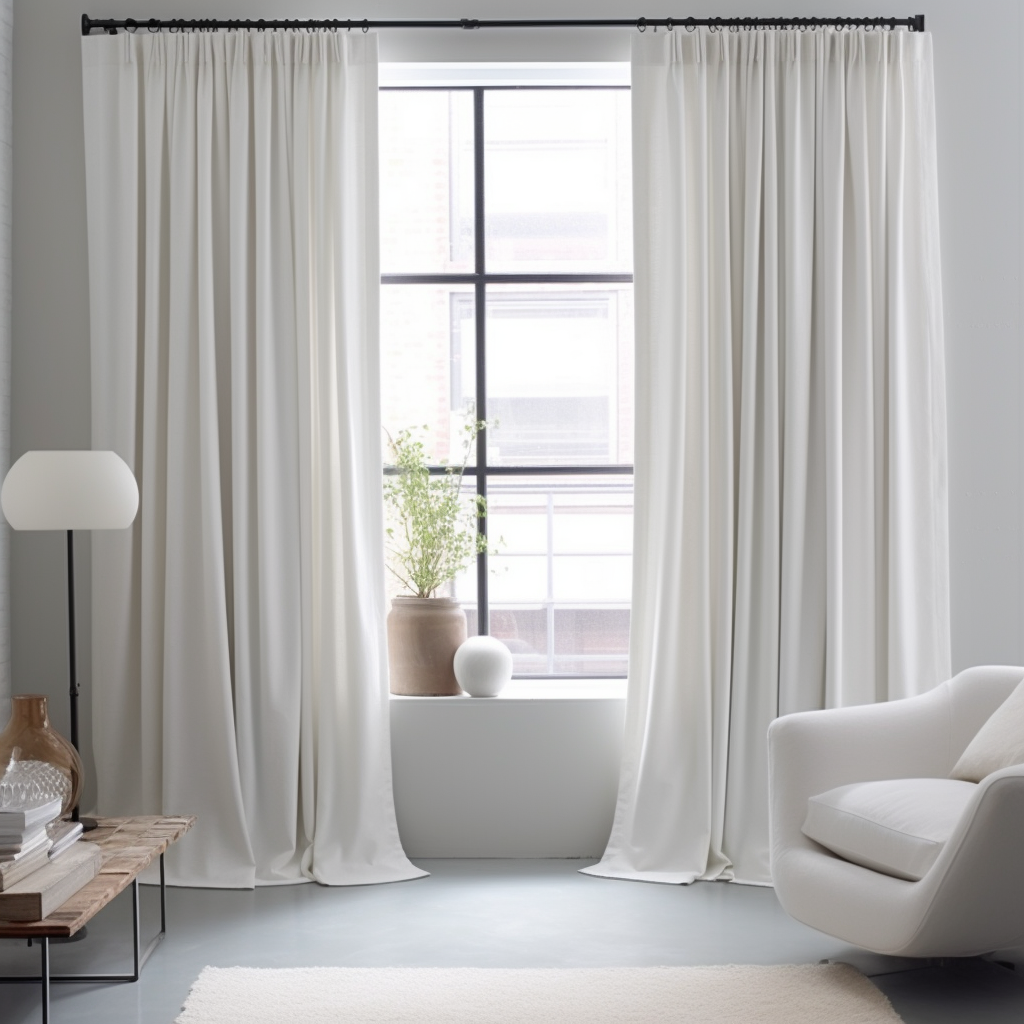 White Blackout Pencil Pleat Curtain