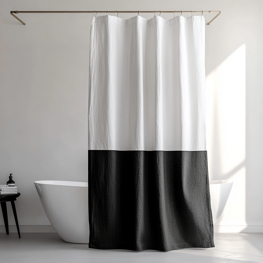 Extra Wide Black and White Shower Curtain