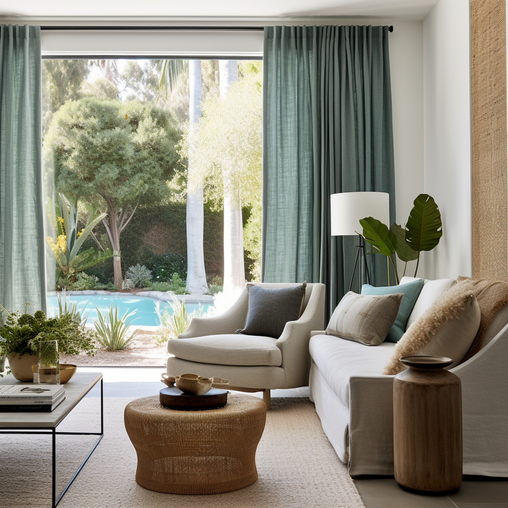 Aquamarine Blue Linen Back Tab Curtain - Custom Sizes & Colours