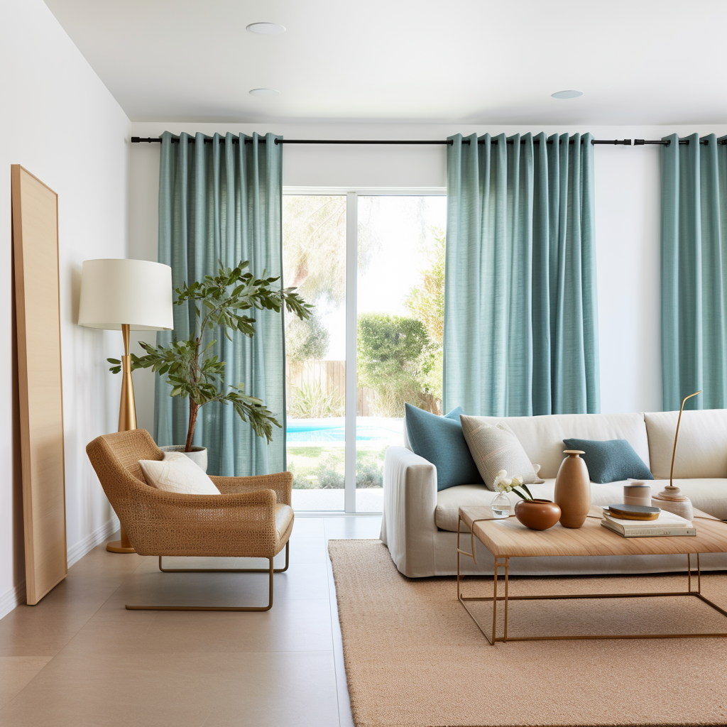 Aquamarine Blue Eyelet Linen Curtain with Cotton Lining - Custom Curtains & Colours