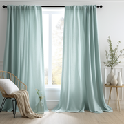 Aquamarine Blue Linen Pole Pocket Curtain - Custom Sizes & Colours