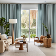 Aquamarine Blue S-Fold Linen Curtain with Cotton Lining - Suitable for Rings or Tracks - Custom Sizes & Colours