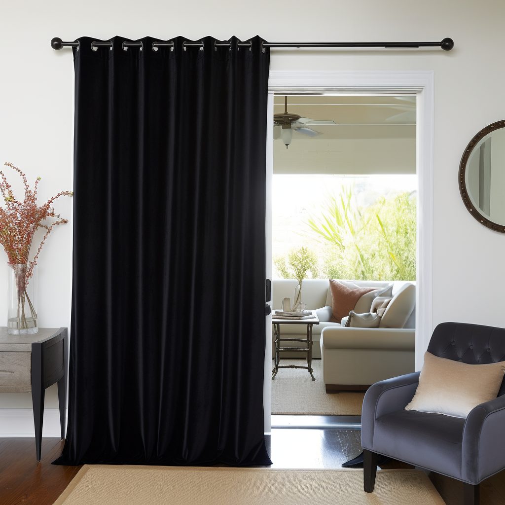 Black Velvet Blackout Grommet Curtain - Custom Sizes and Colours