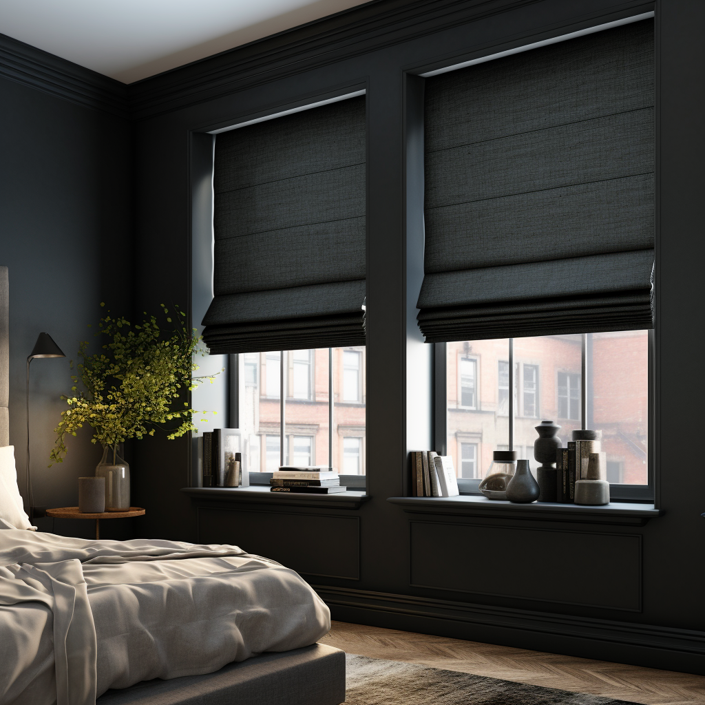 Black Blackout Roman Blinds