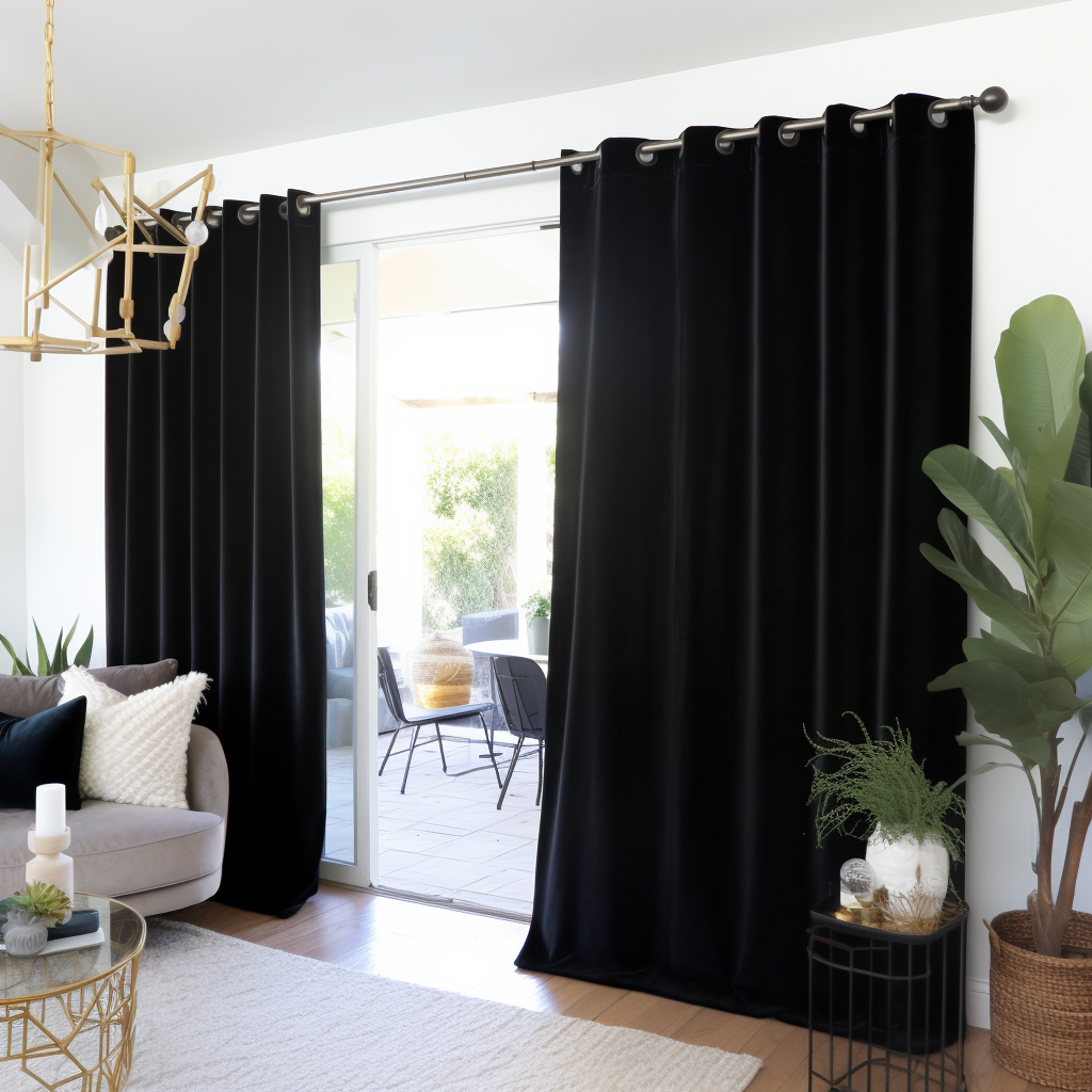 Black Velvet Blackout Grommet Curtain - Custom Sizes and Colours