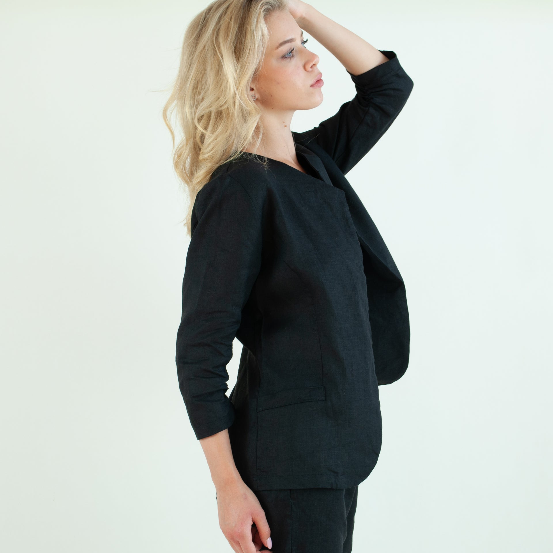 Black Linen Blazer