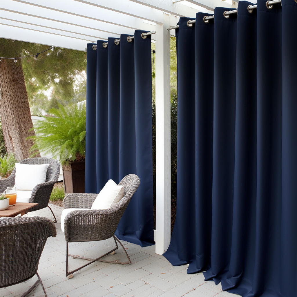 Dark Blue Outdoor Curtain - Weights Available - Different Headings and Custom Sizes - Perfect for Porches, Patio, Lawn & Garden