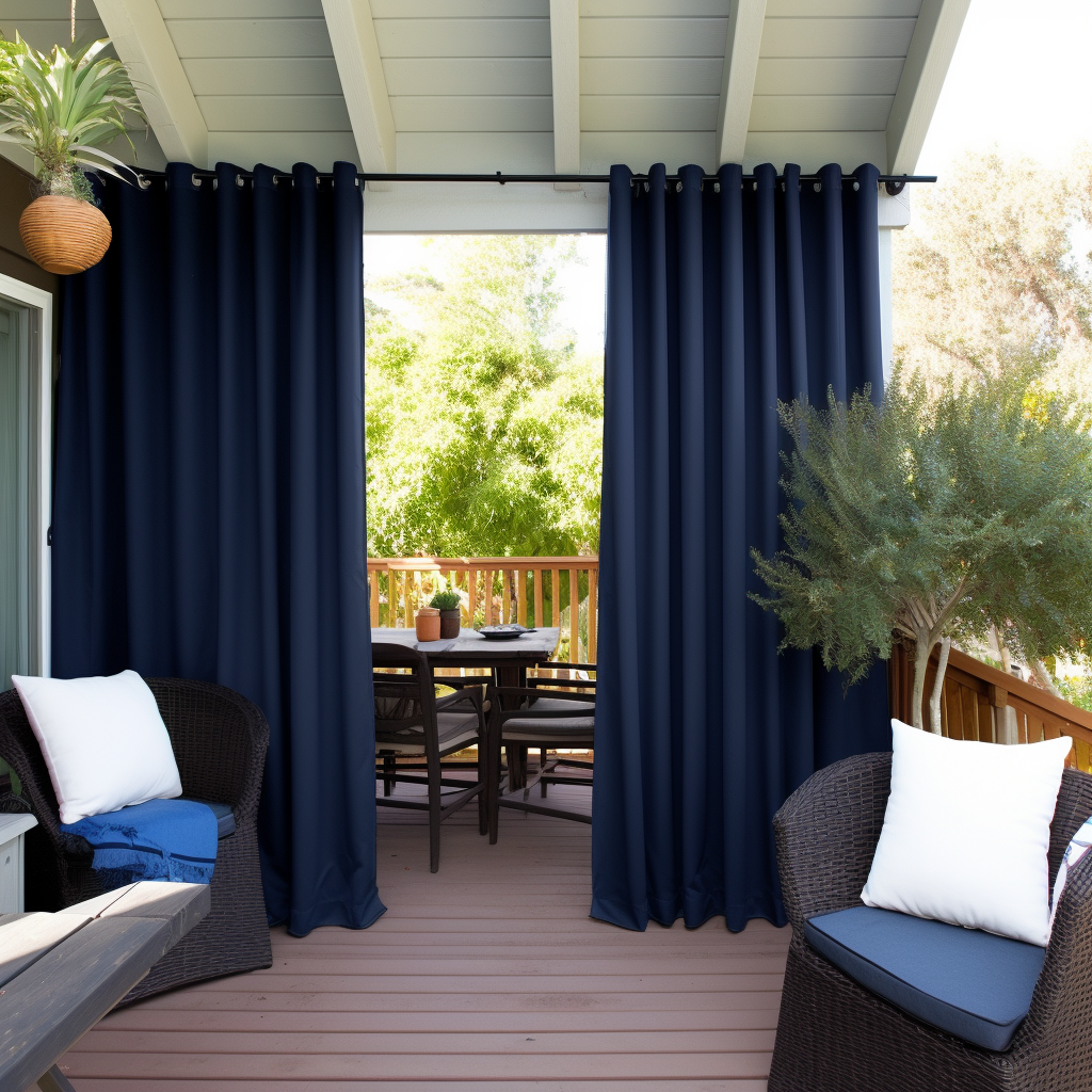 Dark Blue Outdoor Curtain - Weights Available - Different Headings and Custom Sizes - Perfect for Porches, Patio, Lawn & Garden, Heading: Metal Grommets