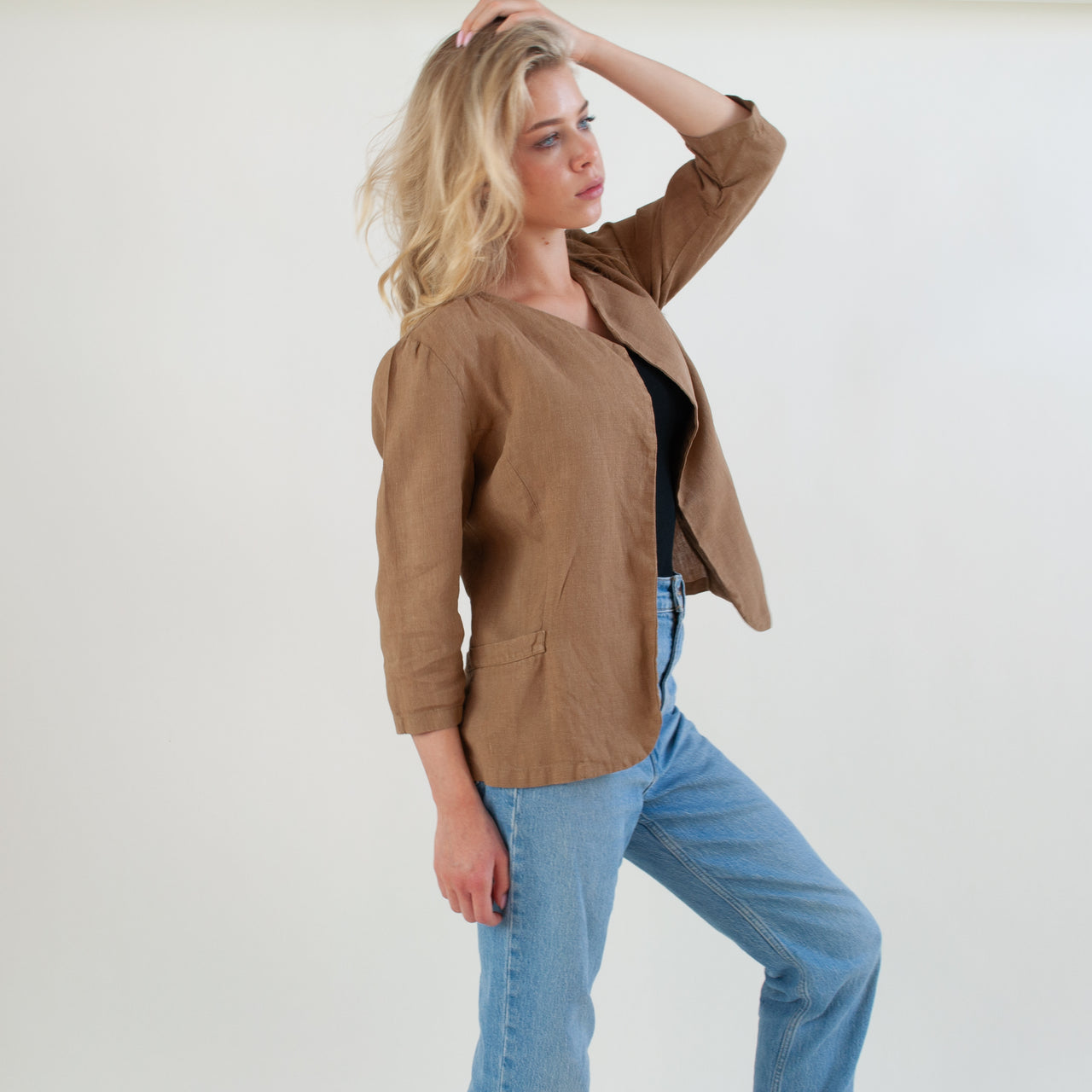 Tawny Brown Linen Blazer