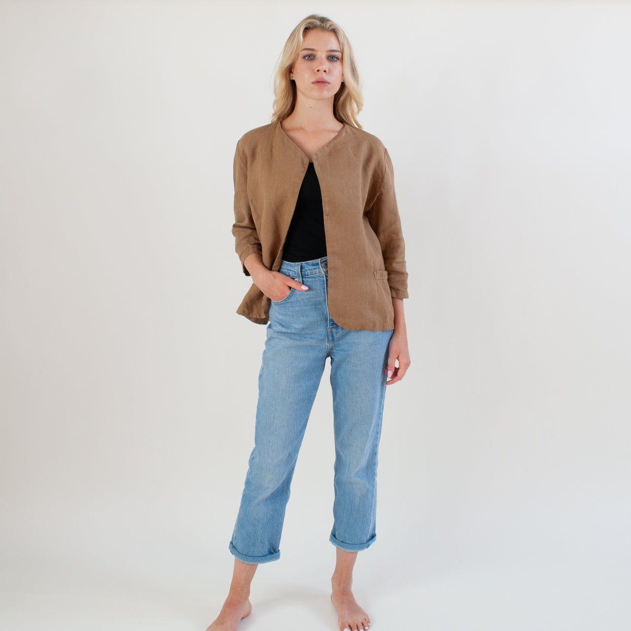 Tawny Brown Linen Blazer