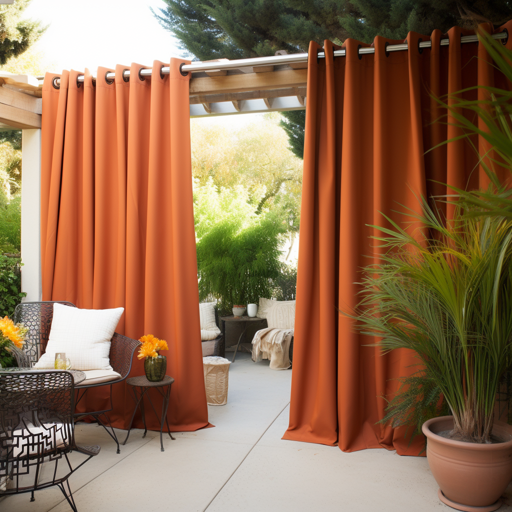 Canvas Outdoor Curtains - Waterproof and Windproof - Different Headings, Colors and Custom Sizes - Weights Available, Color: Orange