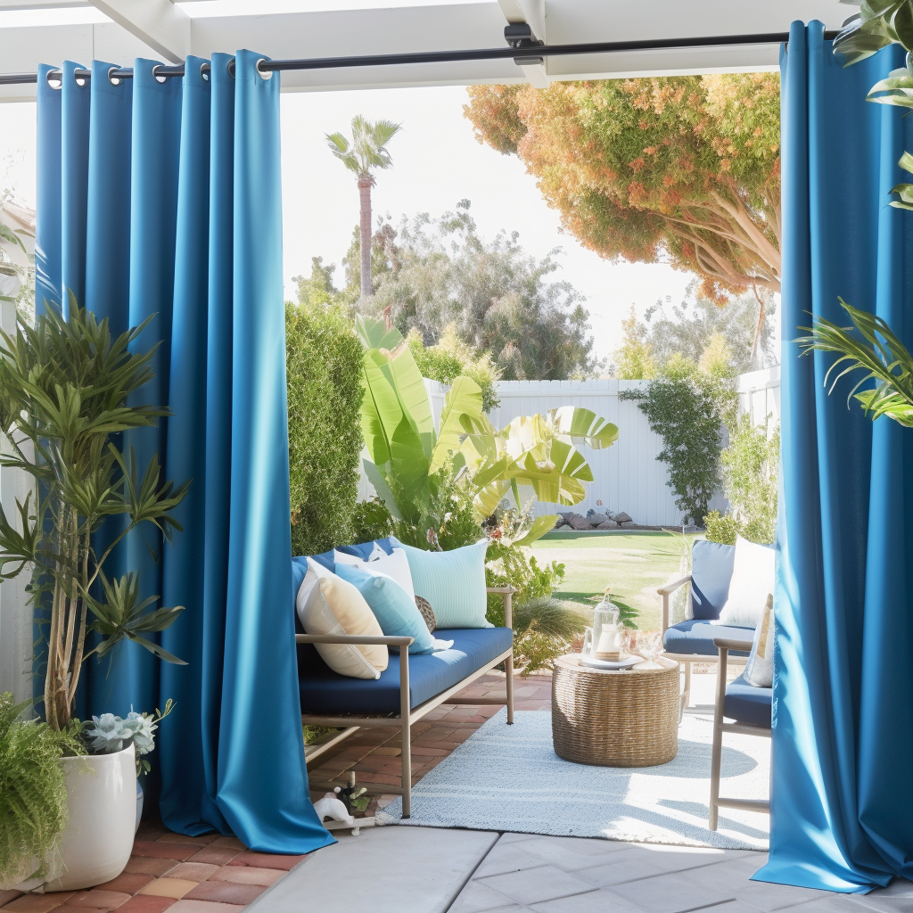 Canvas Outdoor Curtains - Waterproof and Windproof - Different Headings, Colors and Custom Sizes - Weights Available, Color: Peacock