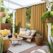 Canvas Outdoor Curtains - Waterproof and Windproof - Different Headings, Colors and Custom Sizes - Weights Available, Color: Mustard Yellow