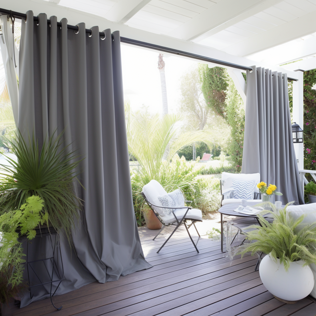 Canvas Outdoor Curtains - Waterproof and Windproof - Different Headings, Colors and Custom Sizes - Weights Available, Color: Grey