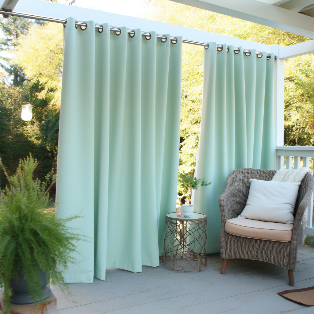 Canvas Outdoor Curtains - Waterproof and Windproof - Different Headings, Colors and Custom Sizes - Weights Available, Color: Mint