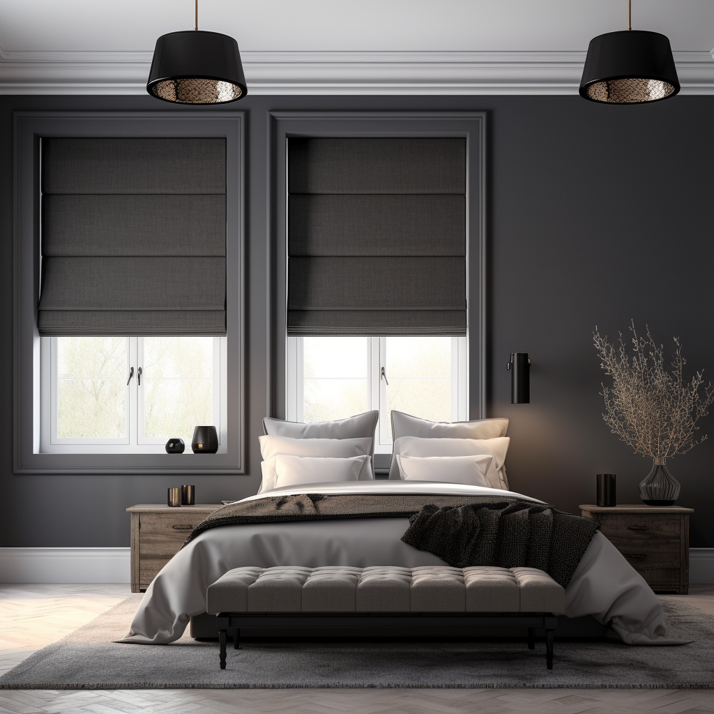 Charcoal Grey Blackout Roman Blinds