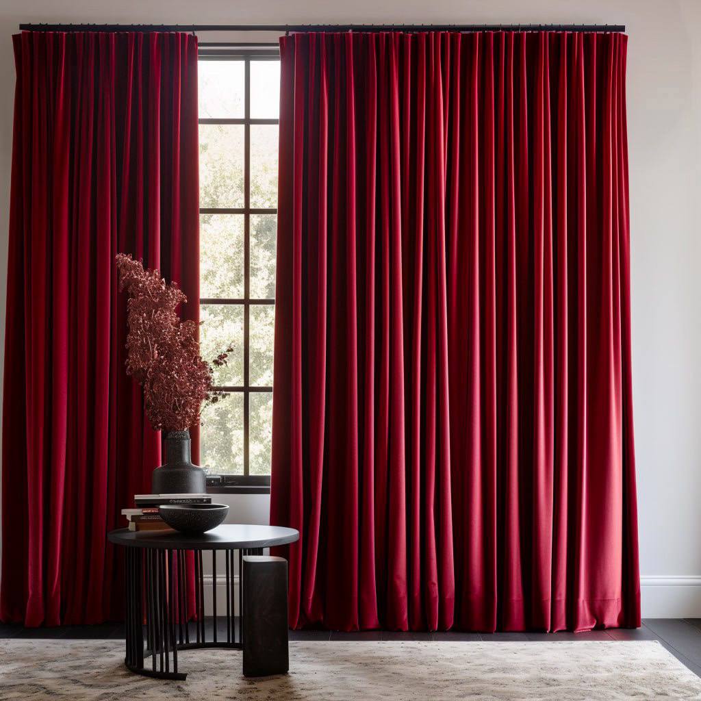 Classic Red Velvet S-Fold Curtain - Custom Sizes and Colors