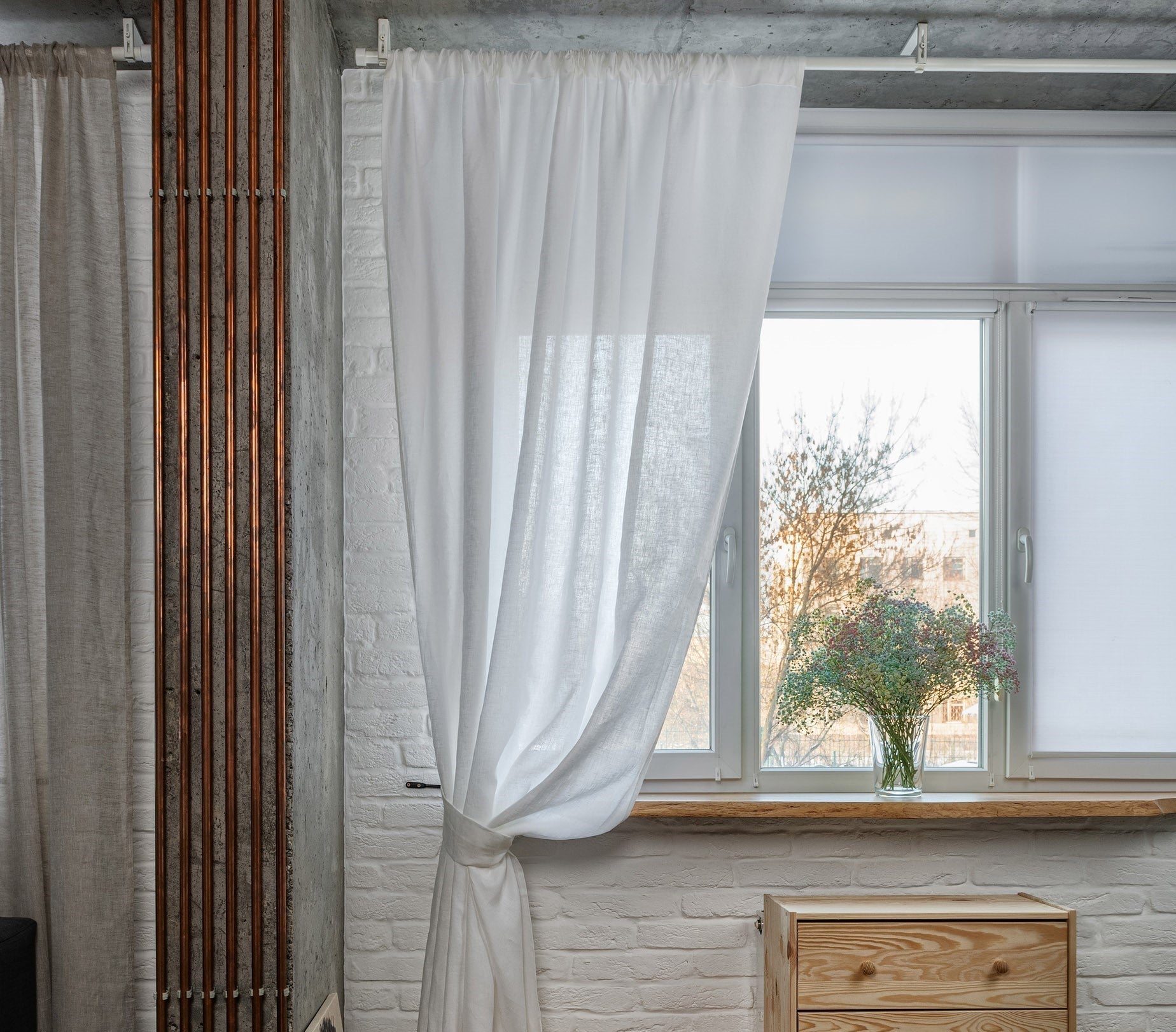 Linen Pole Pocket Curtain Panel 