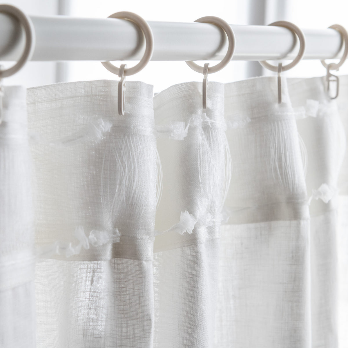 Cream S-Fold Closet Door Curtains - Natural Linen Fabric - Custom Widt