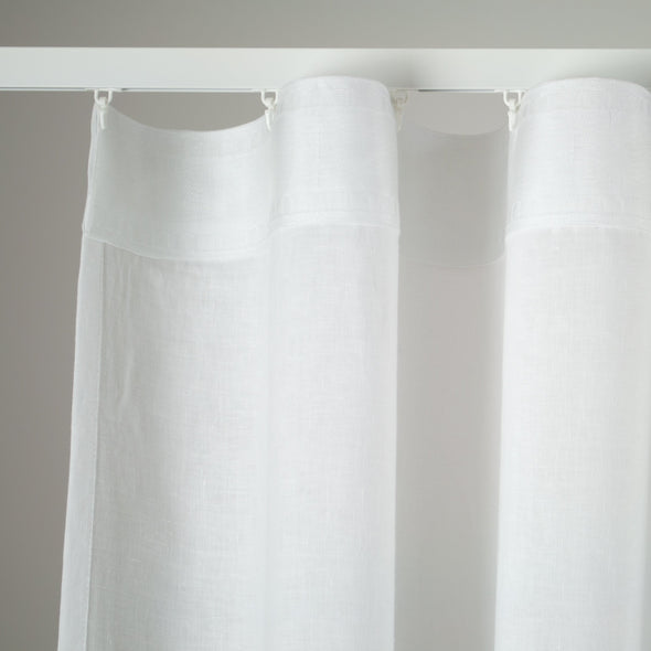 On Sale - Extra Wide - Single Linen Curtain for S-fold or S-wave Track System - Off-White Colour - 260x220cm