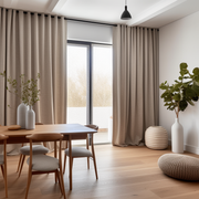 Dining Room Eyelet Linen Curtain with Blackout Lining - Сustom Sizes and Colors - Eyelet Top Drapes