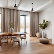 Dining Room Eyelet Linen Curtain with Blackout Lining - Сustom Sizes and Colors - Eyelet Top Drapes