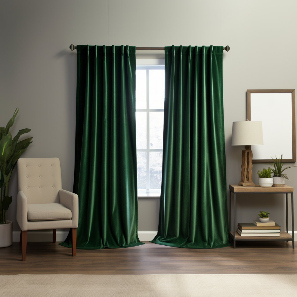 Emerald Green Velvet Back Tab Curtain - Custom Sizes and Colors