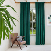 Emerald green velver pole pocket curtain
