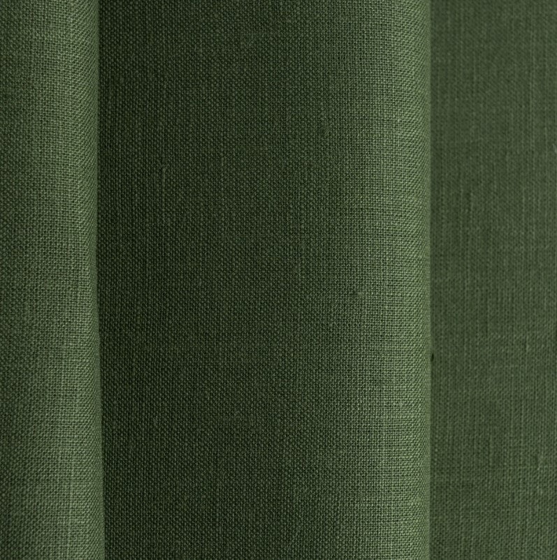 Forest Green Linen Fabric by the Metre - 100% French Natural - Width 133 cm