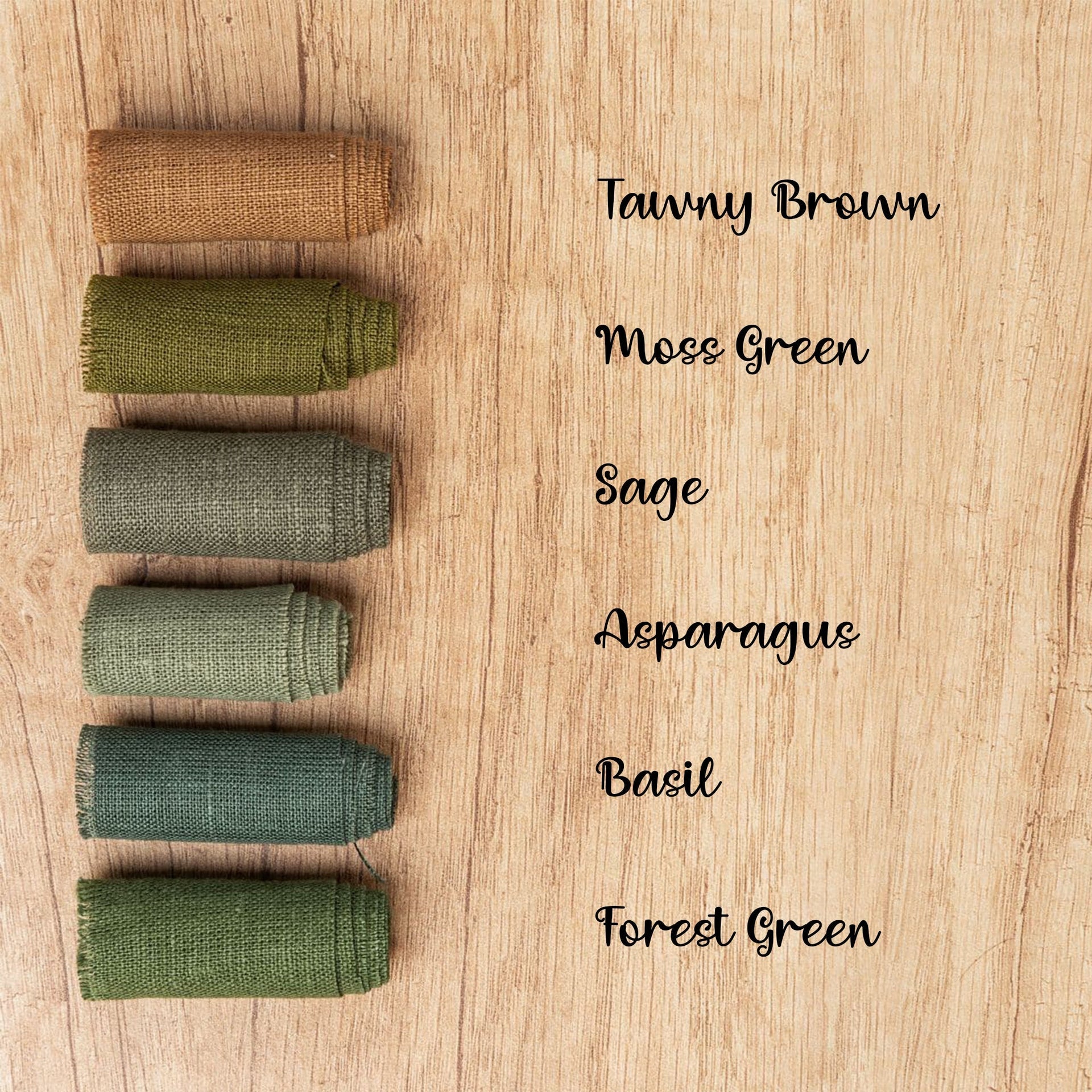 @Color: Tawny Brown, Color: Moss Green, Color: Sage, Color: Asparagus, Color: Forest Green