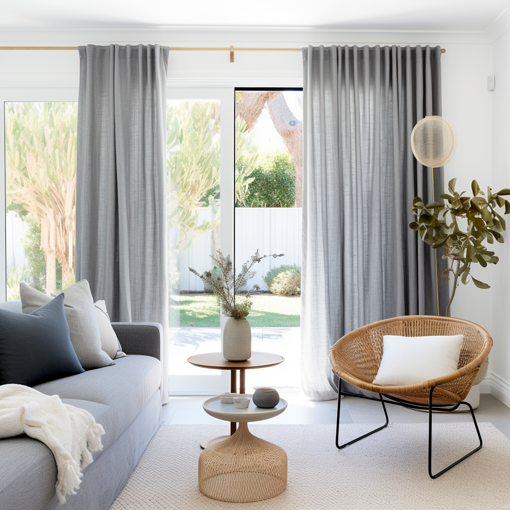 Grey Linen Back Tab Curtain Panel - Custom Sizes & Colors, Color: Stone Grey, Heading: No Lining
