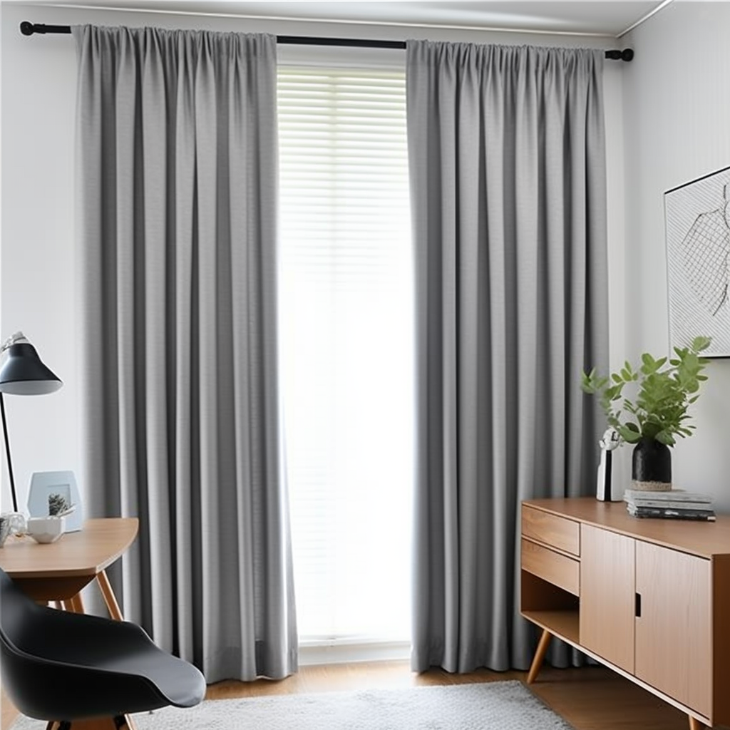 Grey Linen Pole Pocket Curtain with Blackout Lining - Custom Sizes And Colours. Color: Dim Grey