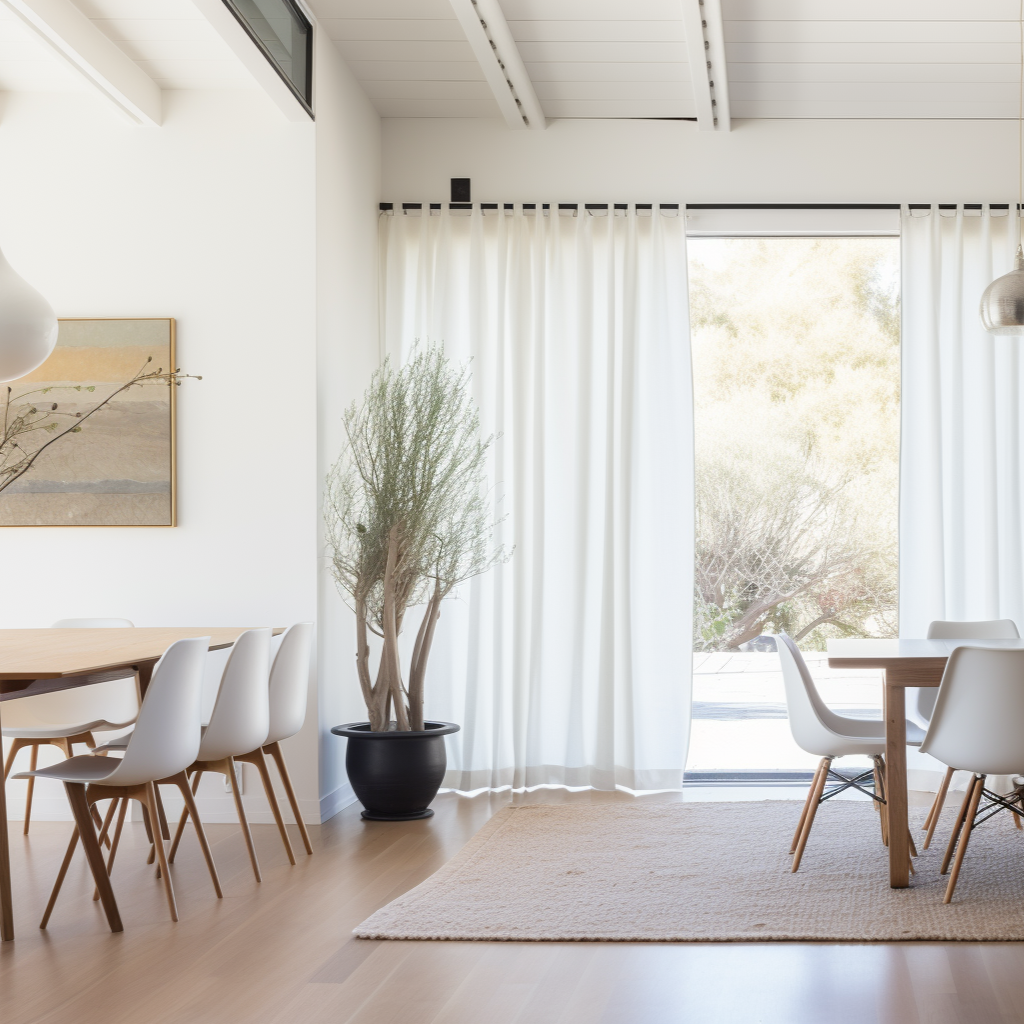 Linen Curtain for Dining Room with White Cotton Lining and Plain Tabs - Privacy Linen Drapery with Custom Width