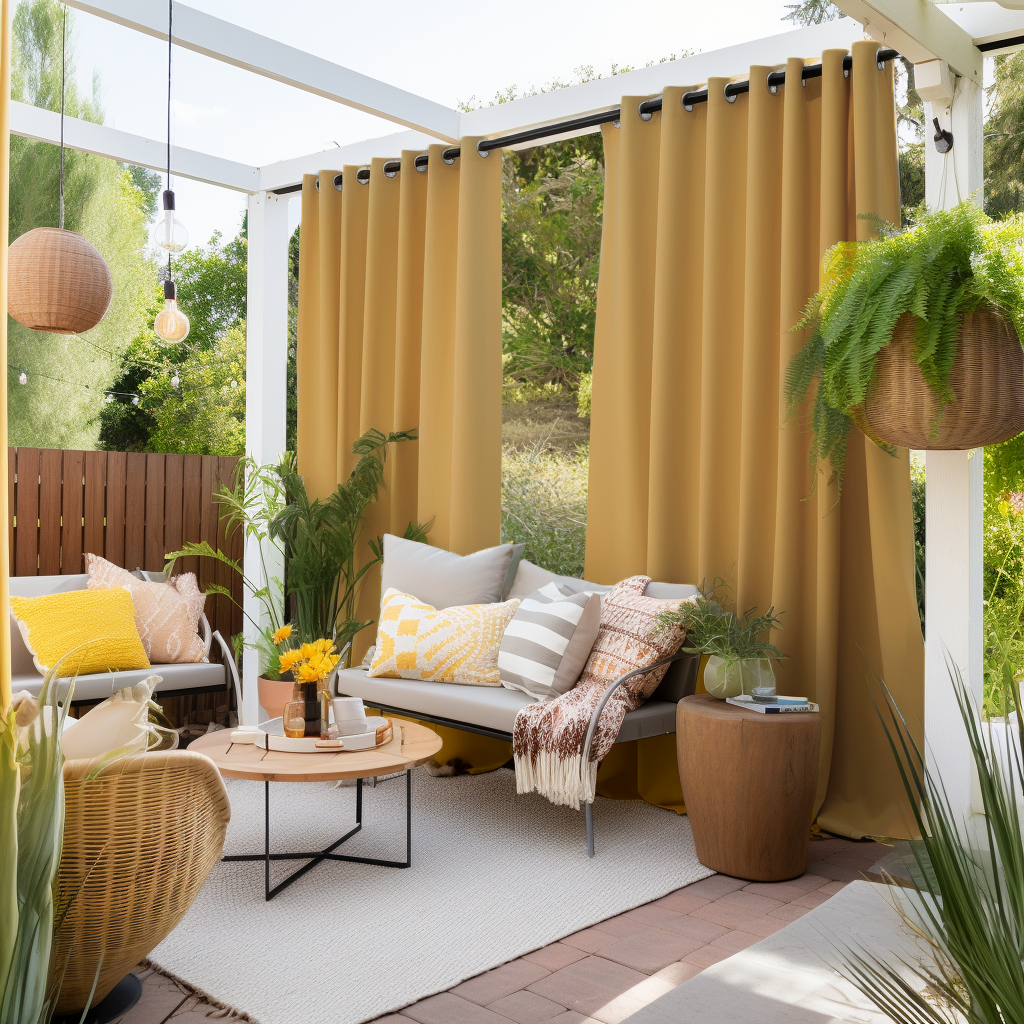 Mustard Yellow Outdoor Curtains - Waterproof and Windproof - Weights Available - Different Headings and Custom Sizes, Heading: Metal Grommets 