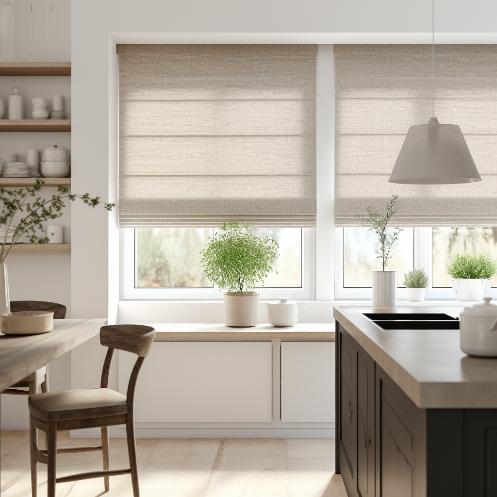 Natural Roman Blinds for Kitchen