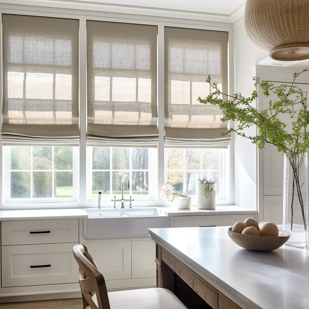 Natural Roman Blinds for Kitchen