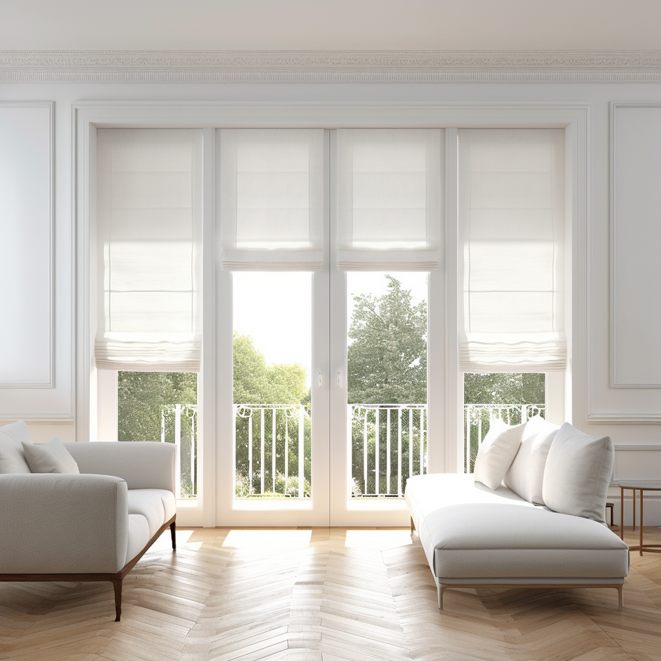 French Door Linen Roman Blind Unlined Cotton Or Blockout Lining C french-door-linen-roman-blind-unlined-cotton-or-blockout-lining-c