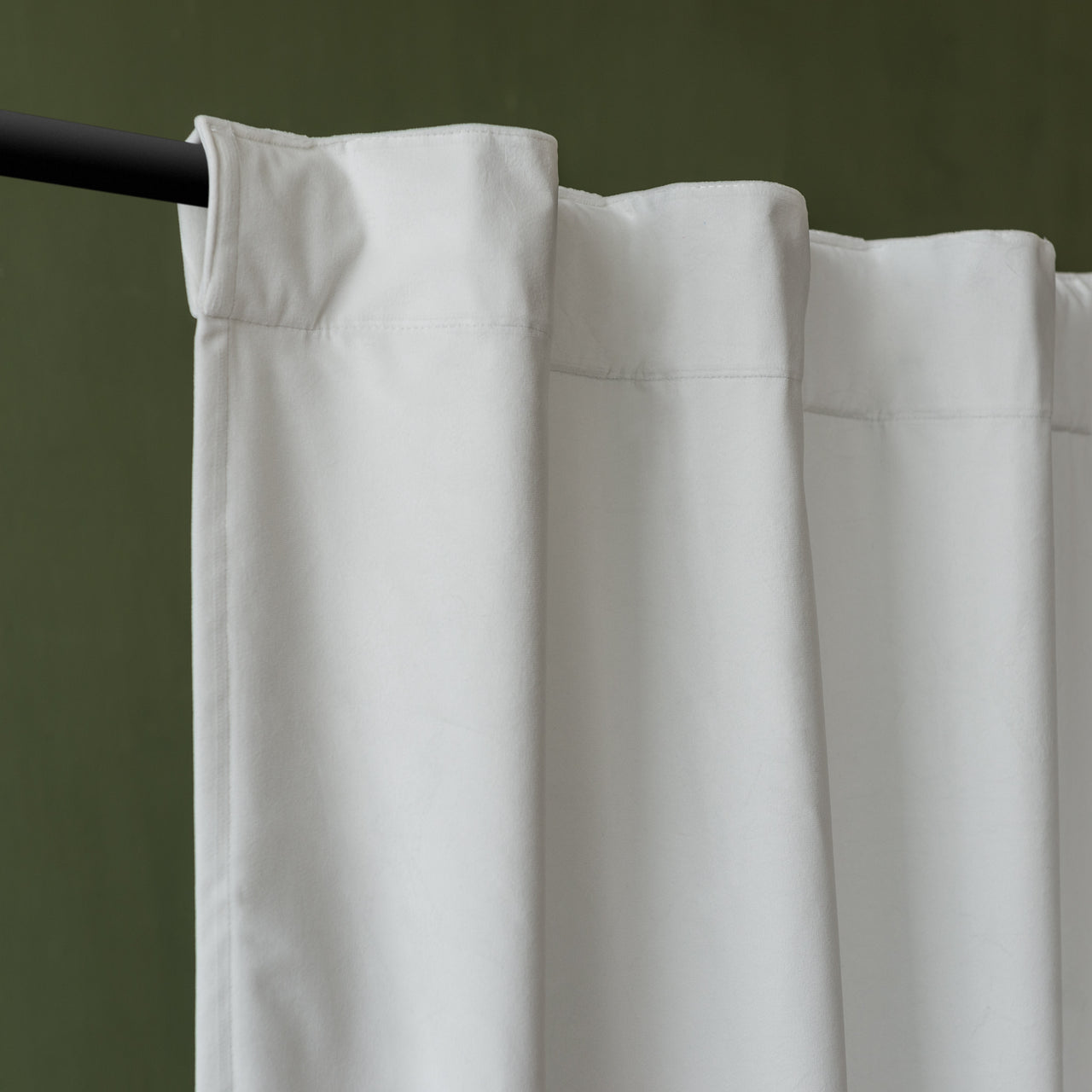Off-White Velvet Blackout Back Tab Curtain