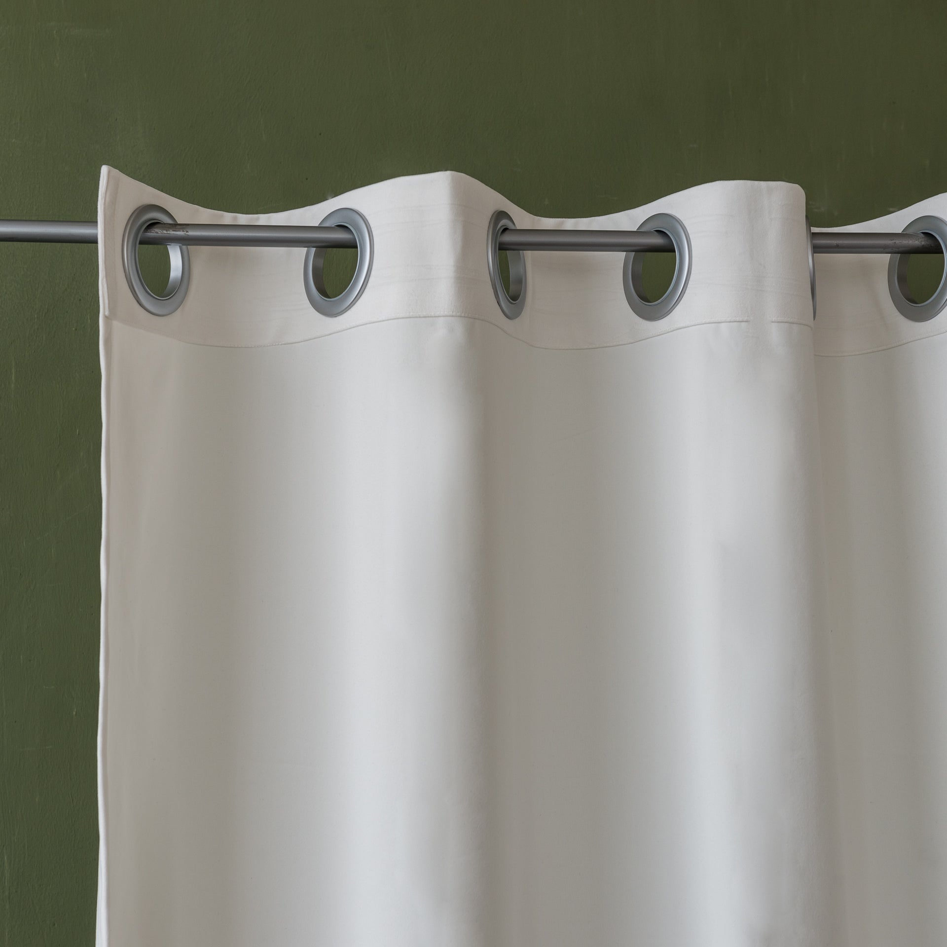 Off-White Velvet Eyelet Curtains