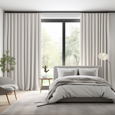 Off-White Velvet S-Fold Curtain - Custom Sizes and Colors