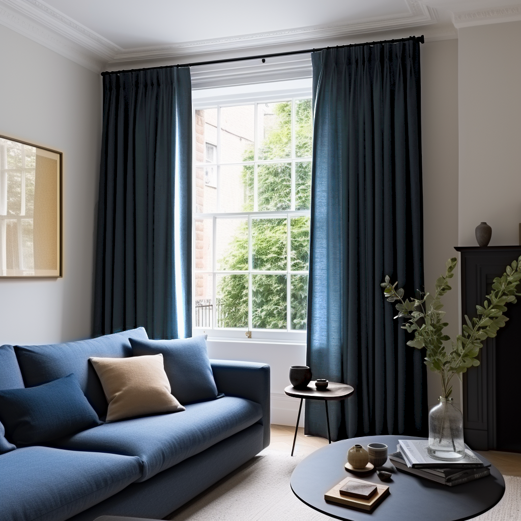 Peacock Double Pinch Pleat Linen Curtain Panel - Custom Width and Length, Colour: Peacock