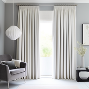 White Pencil Pleat Velvet Curtain, Heading: Pencil Pleat