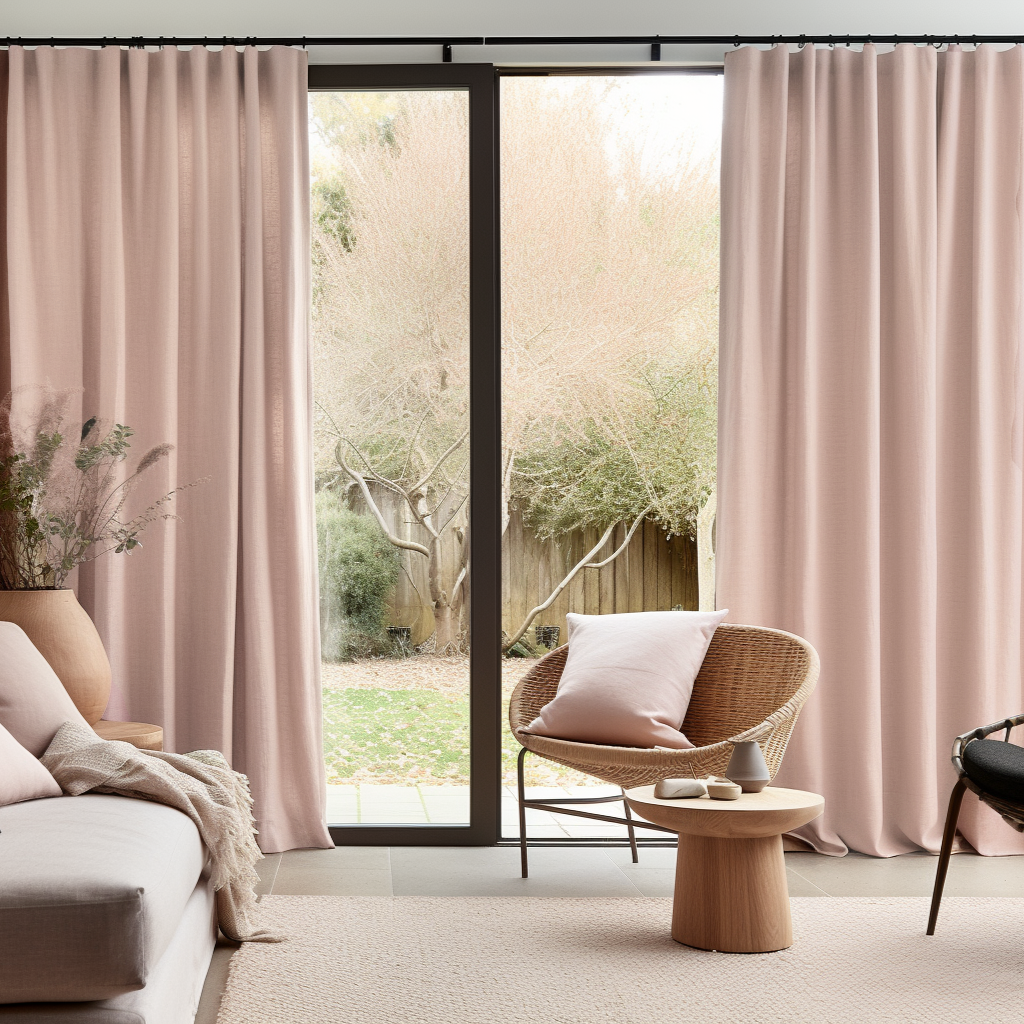 Dusty Pink Linen S-fold Curtain with Blackout Lining - Custom Sizes & Colours