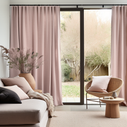 Dusty Pink Linen S-fold Curtain with Blackout Lining - Custom Sizes & Colours